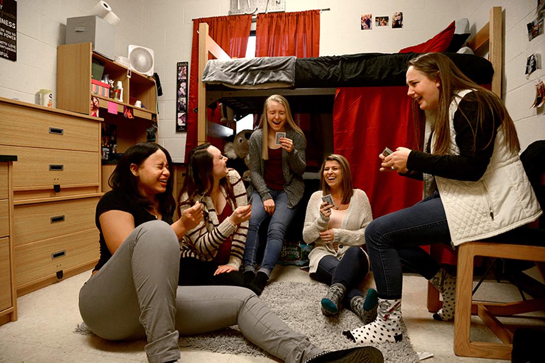 Students in dorm room