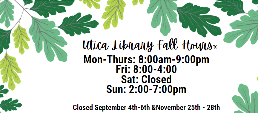 Utica Library Hours Utica Campus Hours Fall 2021