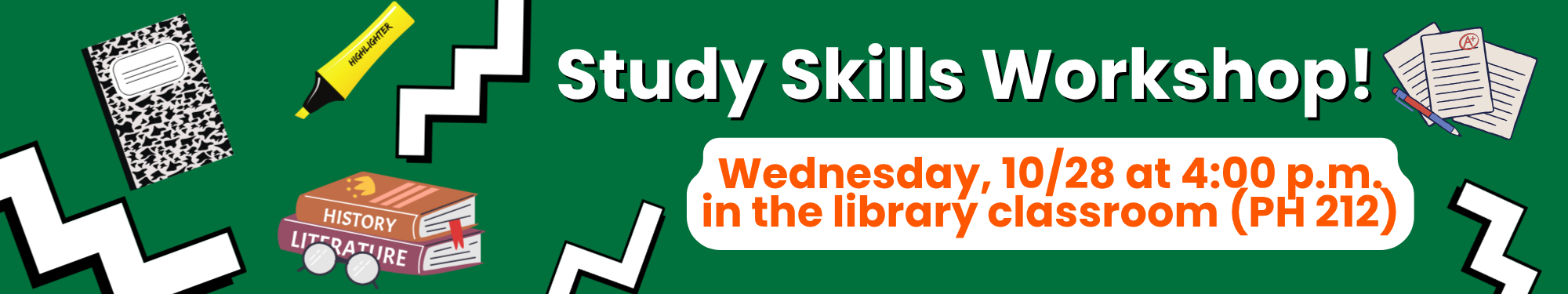 Wednesday, 10/28 at 4:00pm in the library classroom (PH 212)