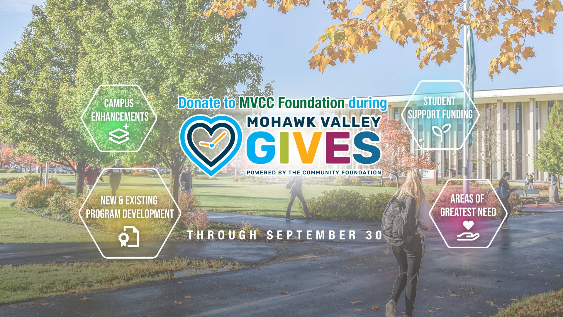 Donate to MVCC Foundation during Mohawk Valley Gives now through September 30!