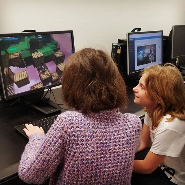 Students using a computer lab